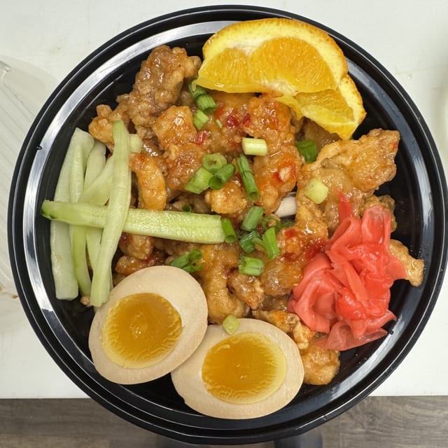 Sweet Thai Orange Chicken Rice Bowl.