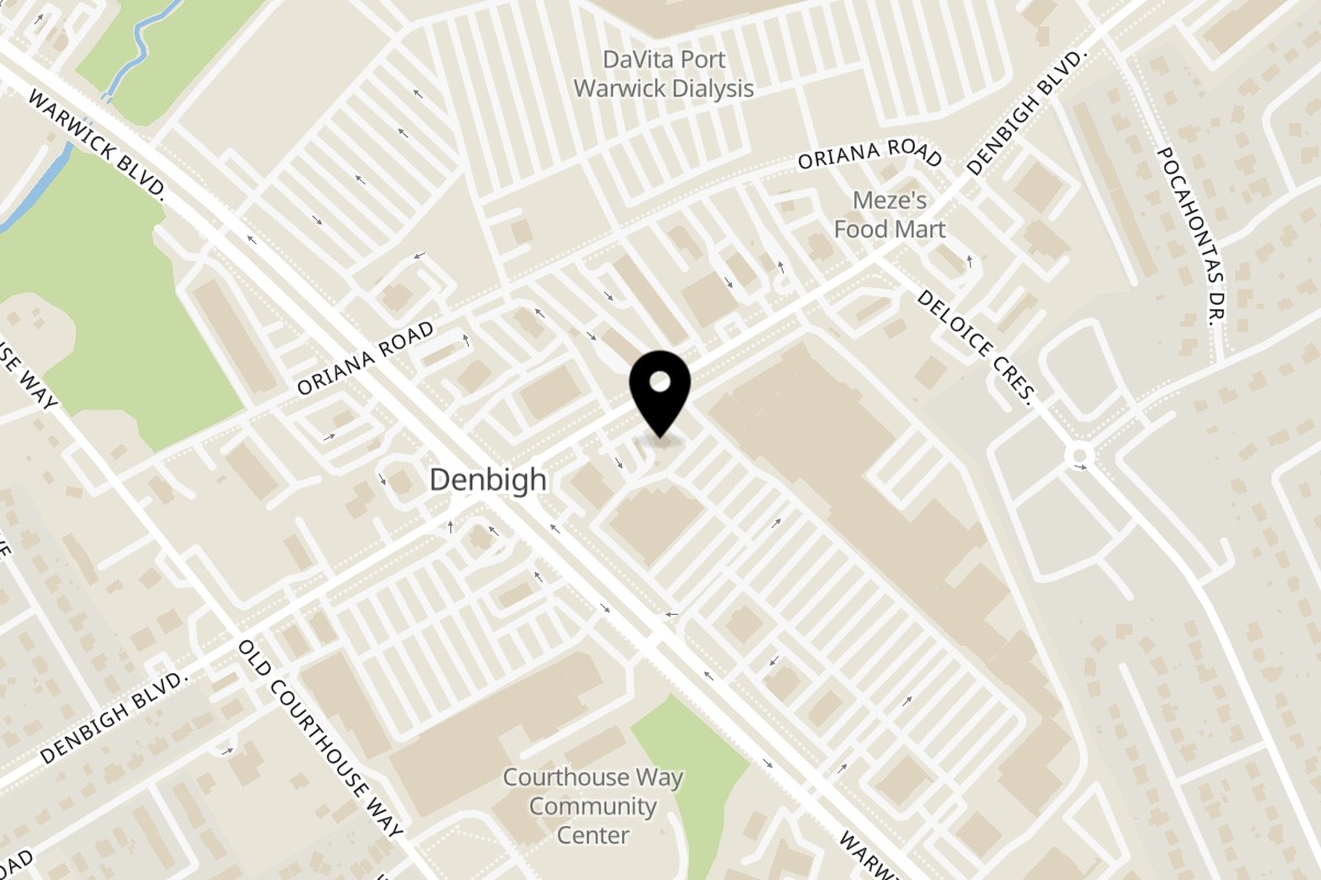 Map showing the location of DOMOISHI Newport News on 412 Denbigh Blvd in Newport News